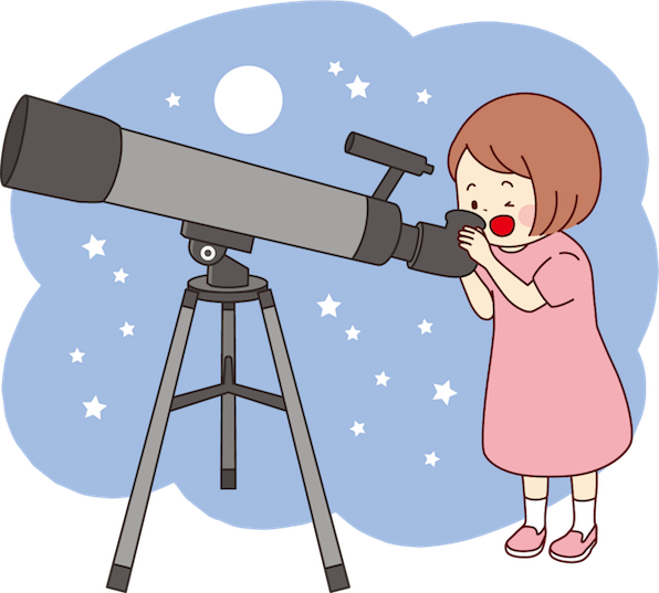 天体観測する女の子イラストmini